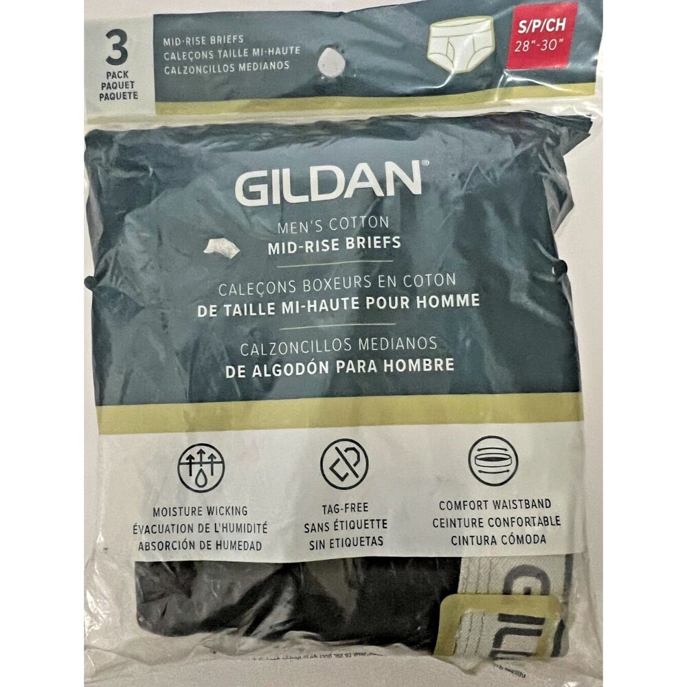 Gildan Men's Cotton Mid-Rise Briefs 3 Pack Size S BRAND NEW SEALED!